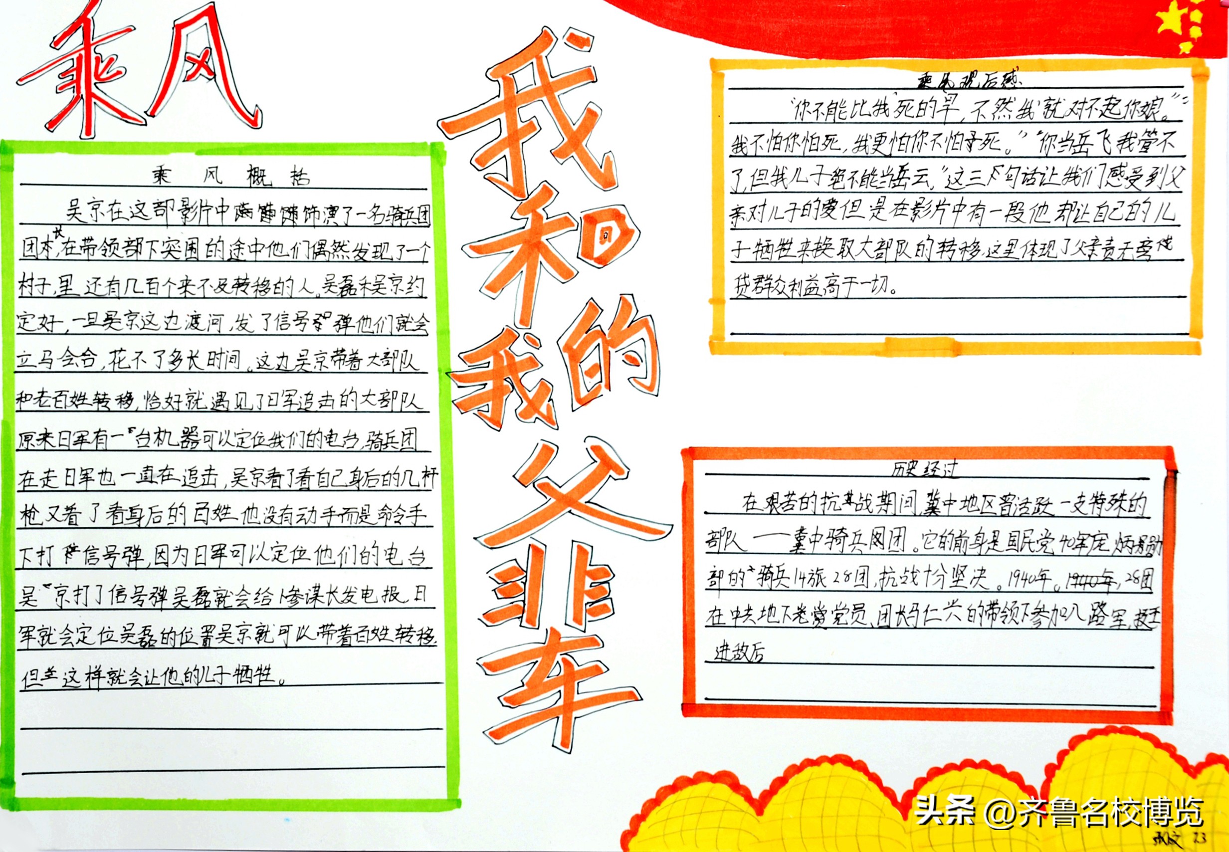 影领人生济南中学初一特色思政课《我和我的父辈》手抄报在线展览