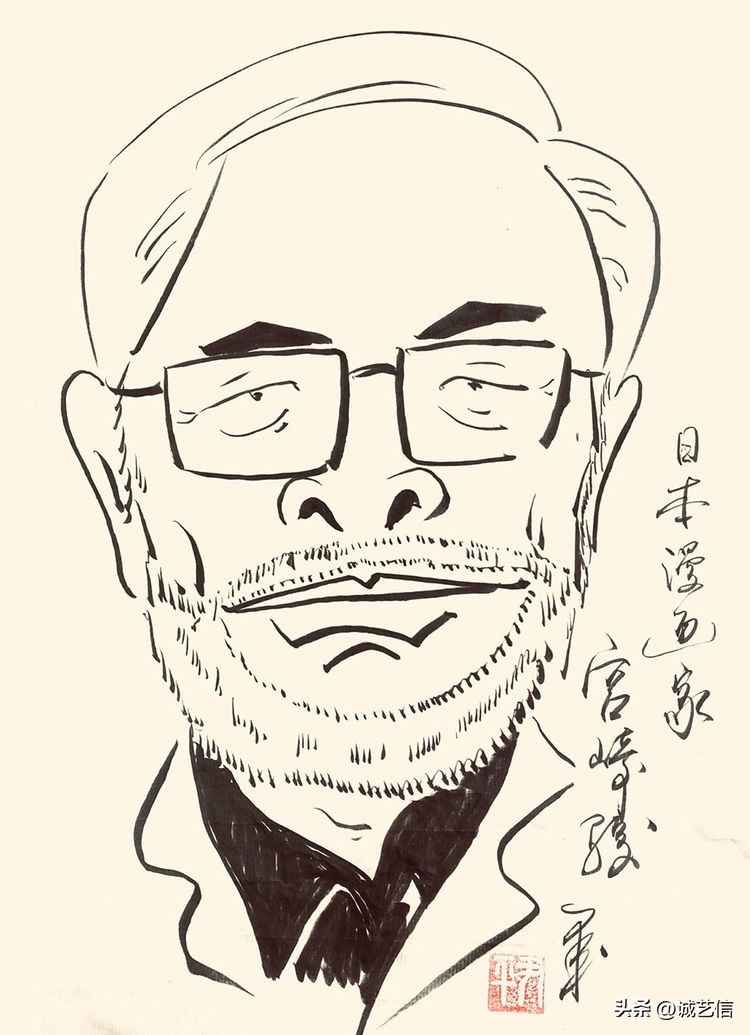 动画大师宫崎骏肖像漫画