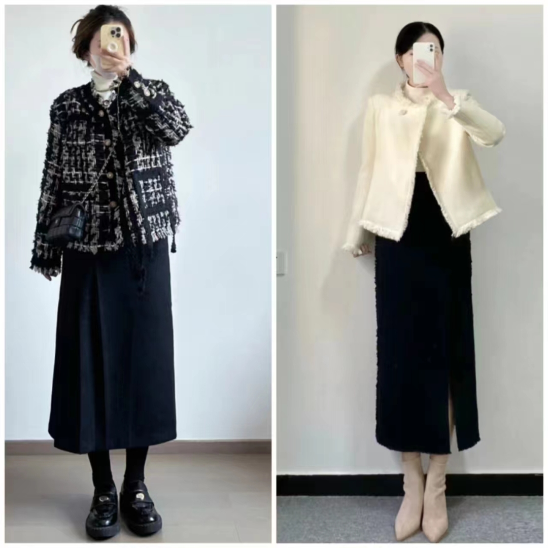 小香风半身裙怎么穿出高级感,小香风半身裙中长款搭配