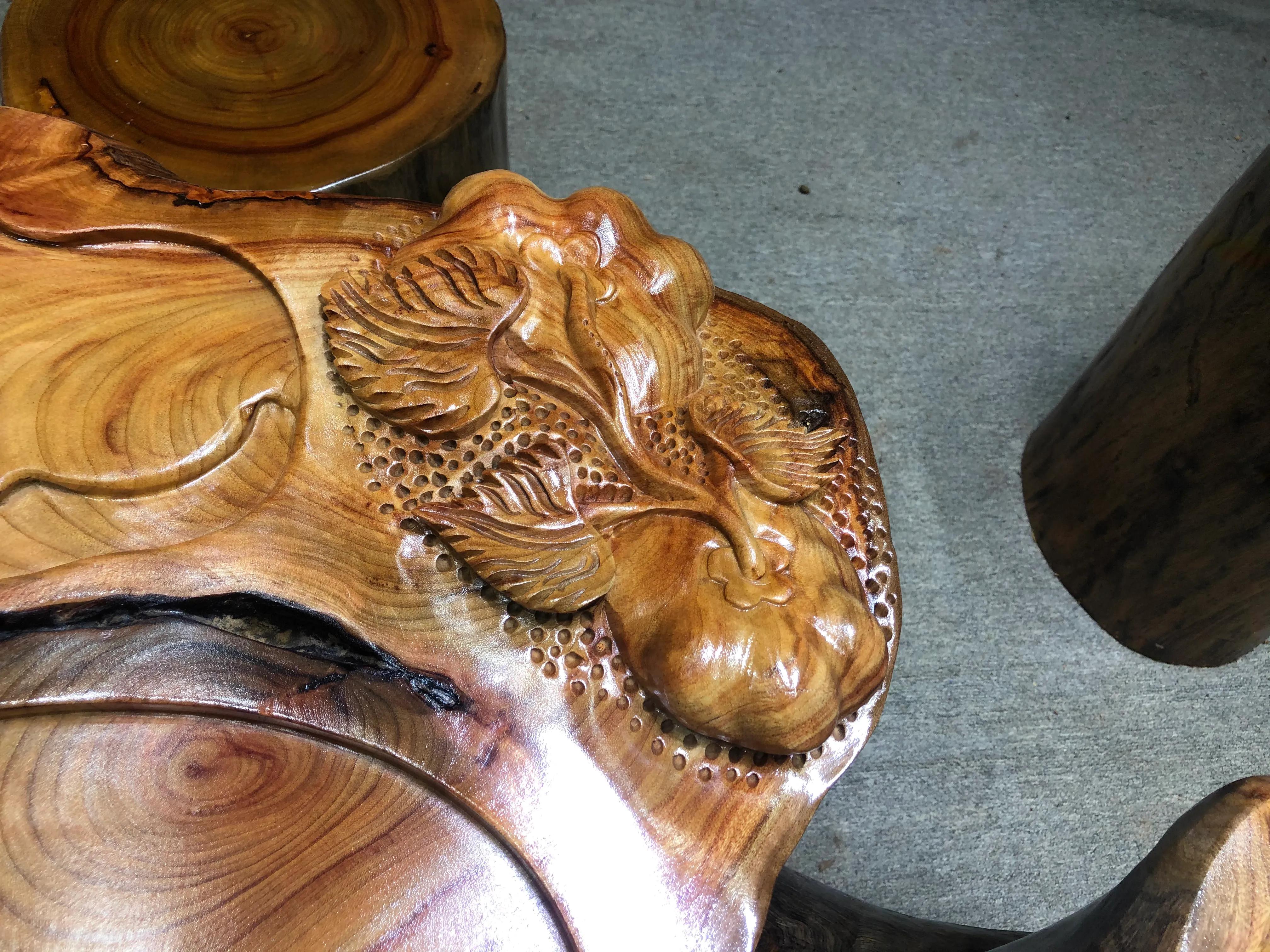 小叶香樟木茶几,香樟树树根做茶几图