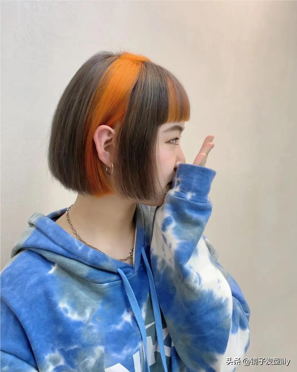 鞠婧祎公主切挑染造型,公主切挂耳染发加挑染