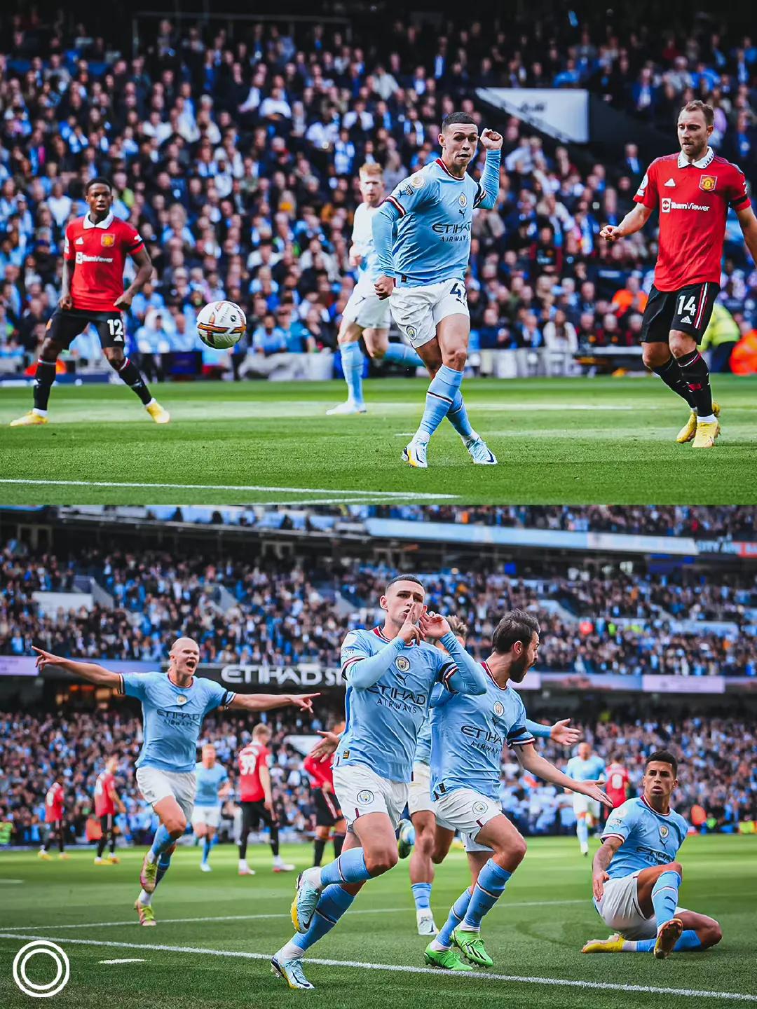 哈兰德梅开二度福登建功曼城,打爆曼联哈兰德福登戴帽曼城