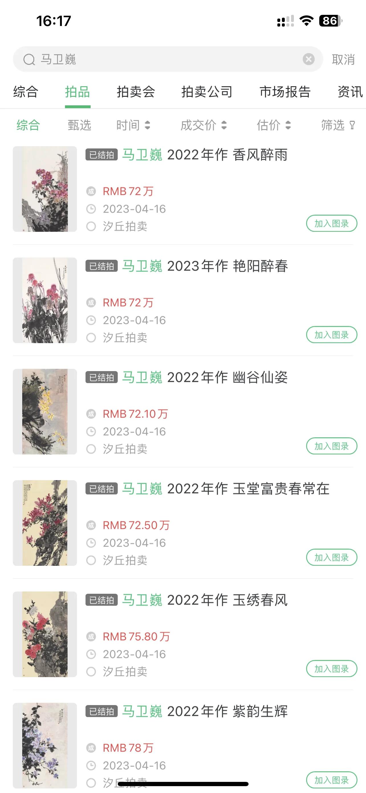 马卫巍书画作品价格,马卫巍蜀葵国画