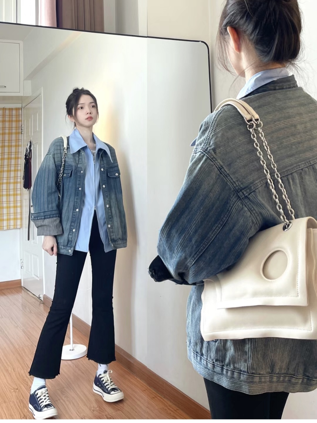 男装牛仔外套搭配什么裤子,牛仔外套搭配什么裤子好看