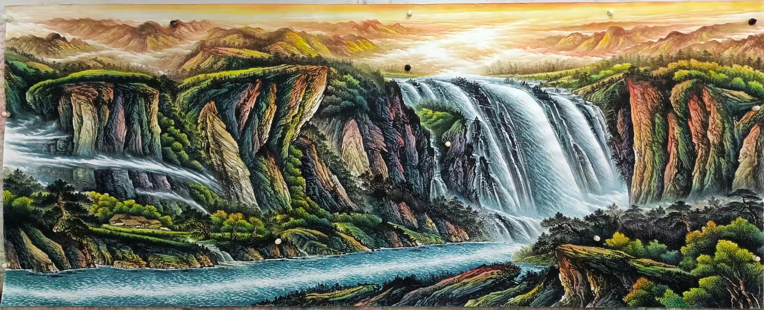 2019沙发背景墙山水画大全,山水画中式办公室客厅背景墙挂画