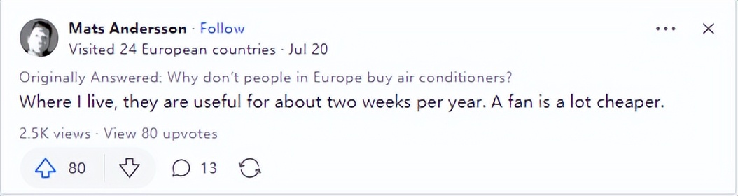 为什么欧美发达国家不买空调,欧洲为什么这么多人都不安空调