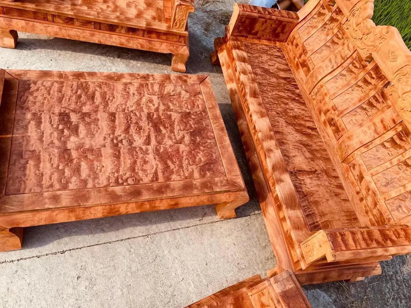 缅甸花梨凤凰纹沙发十件套,缅甸花梨火纹沙发图片