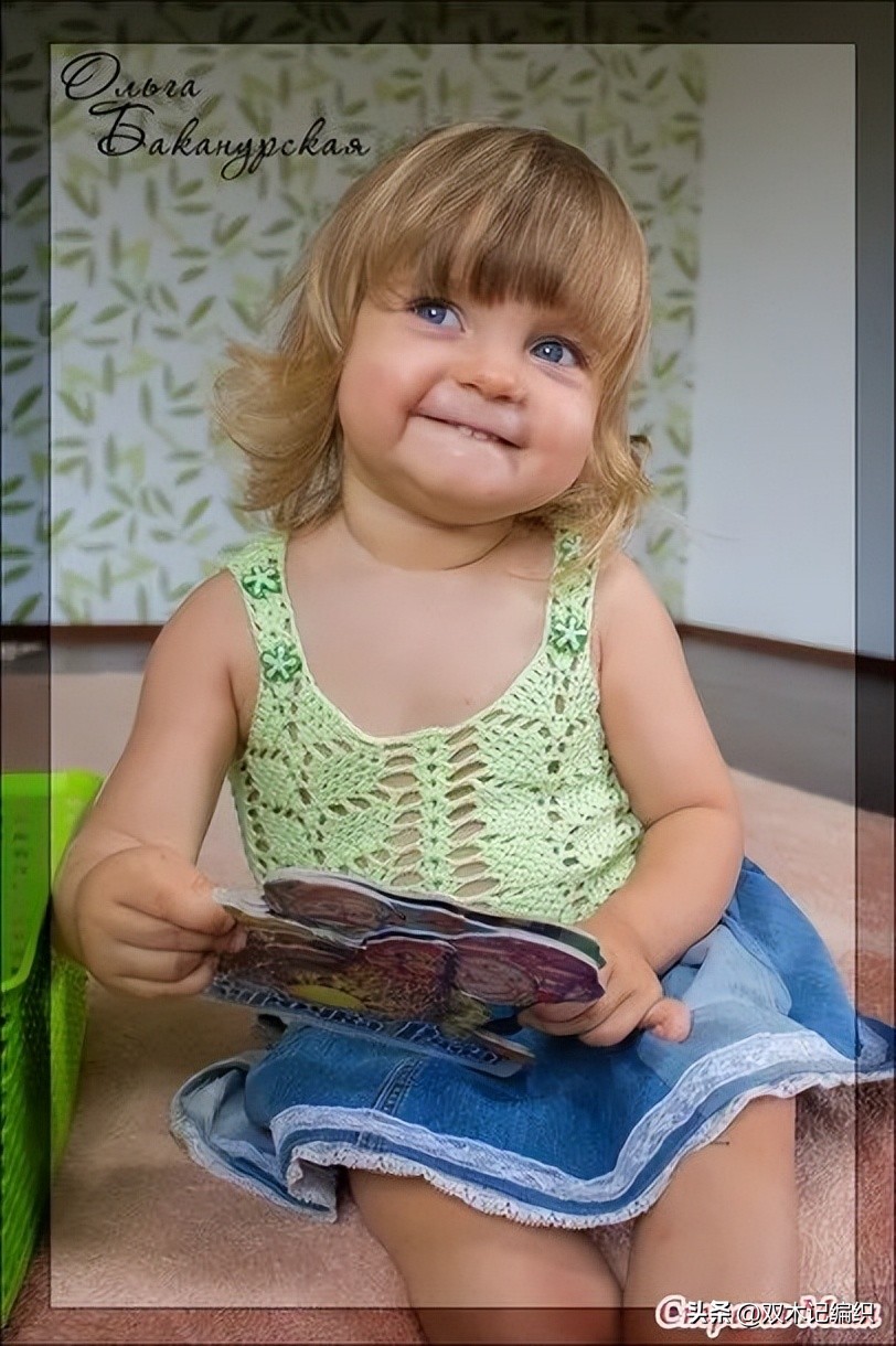 简单钩针编织女童小背心,钩针儿童配色背心图解教程