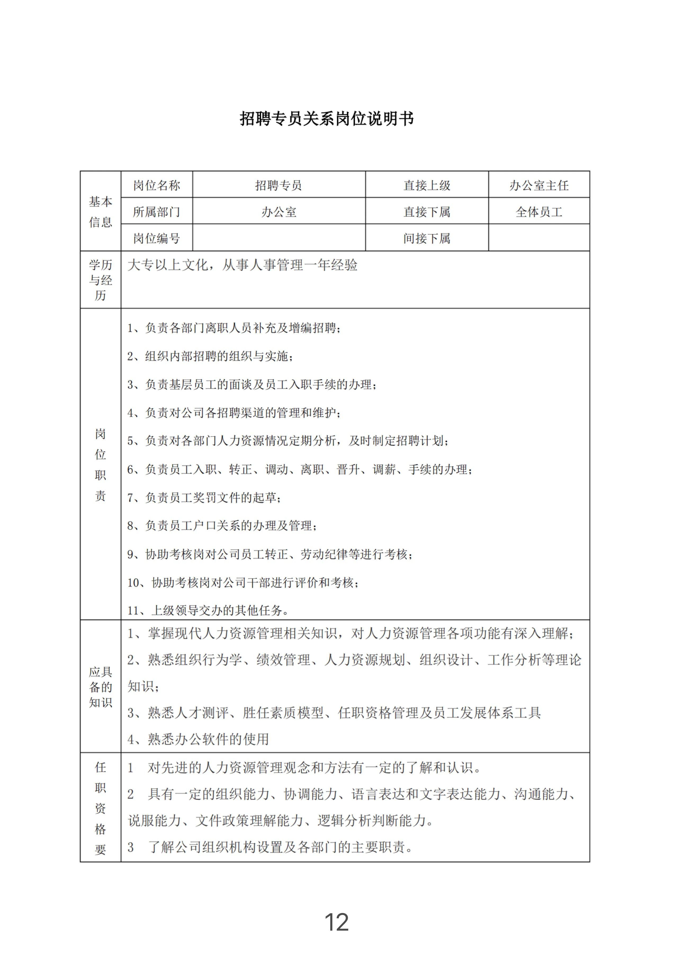 企业经营人员的岗位职责,岗位说明书与企业管理