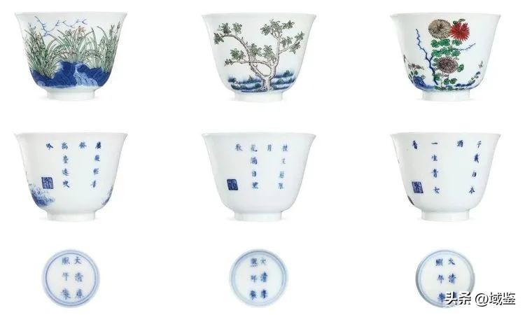康熙官瓷十二花令杯欣赏,官窑康熙五彩十二花神杯价格