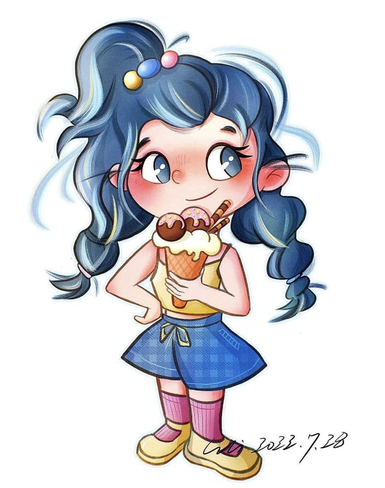 儿童森系治愈手绘插画,q版亲子卡通插画