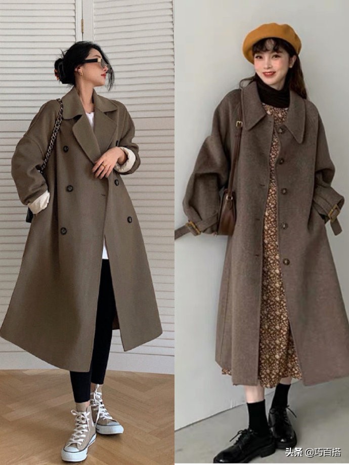 驼色长款大衣的各种搭配,驼色大衣的搭配推荐图片