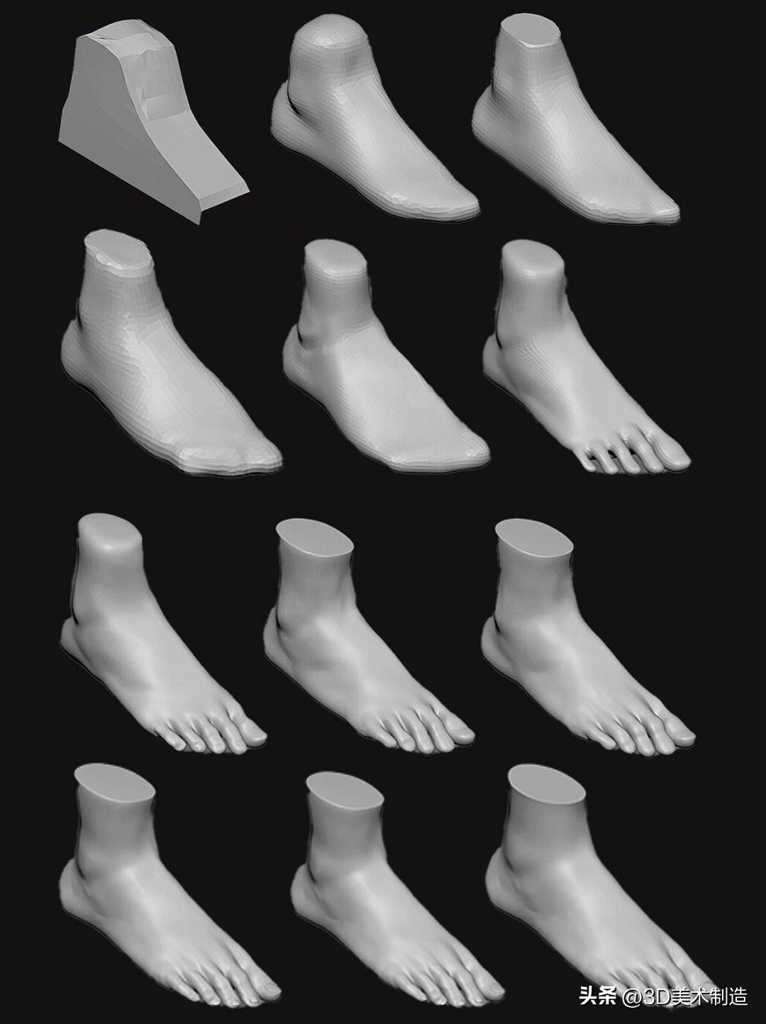 ZBrush简单模型雕刻,zbrush建模画人体头骨