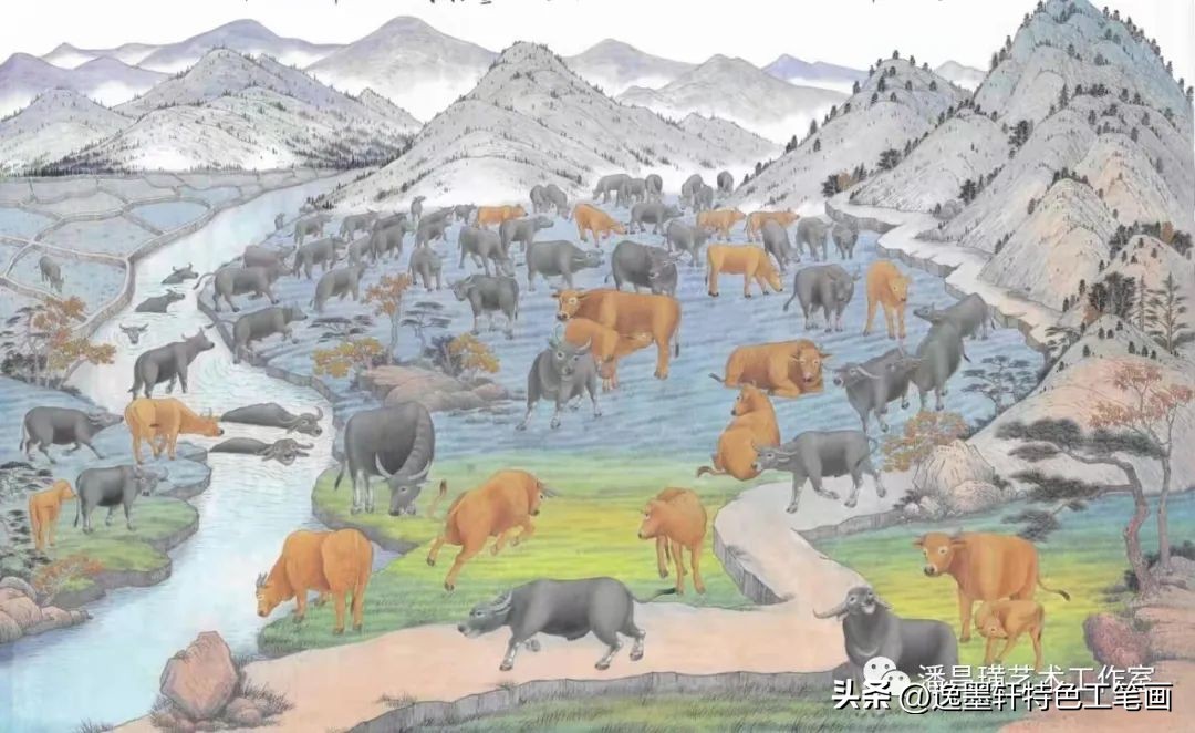 兔子工笔画红叶双兔,国画工笔兔子作品欣赏图片