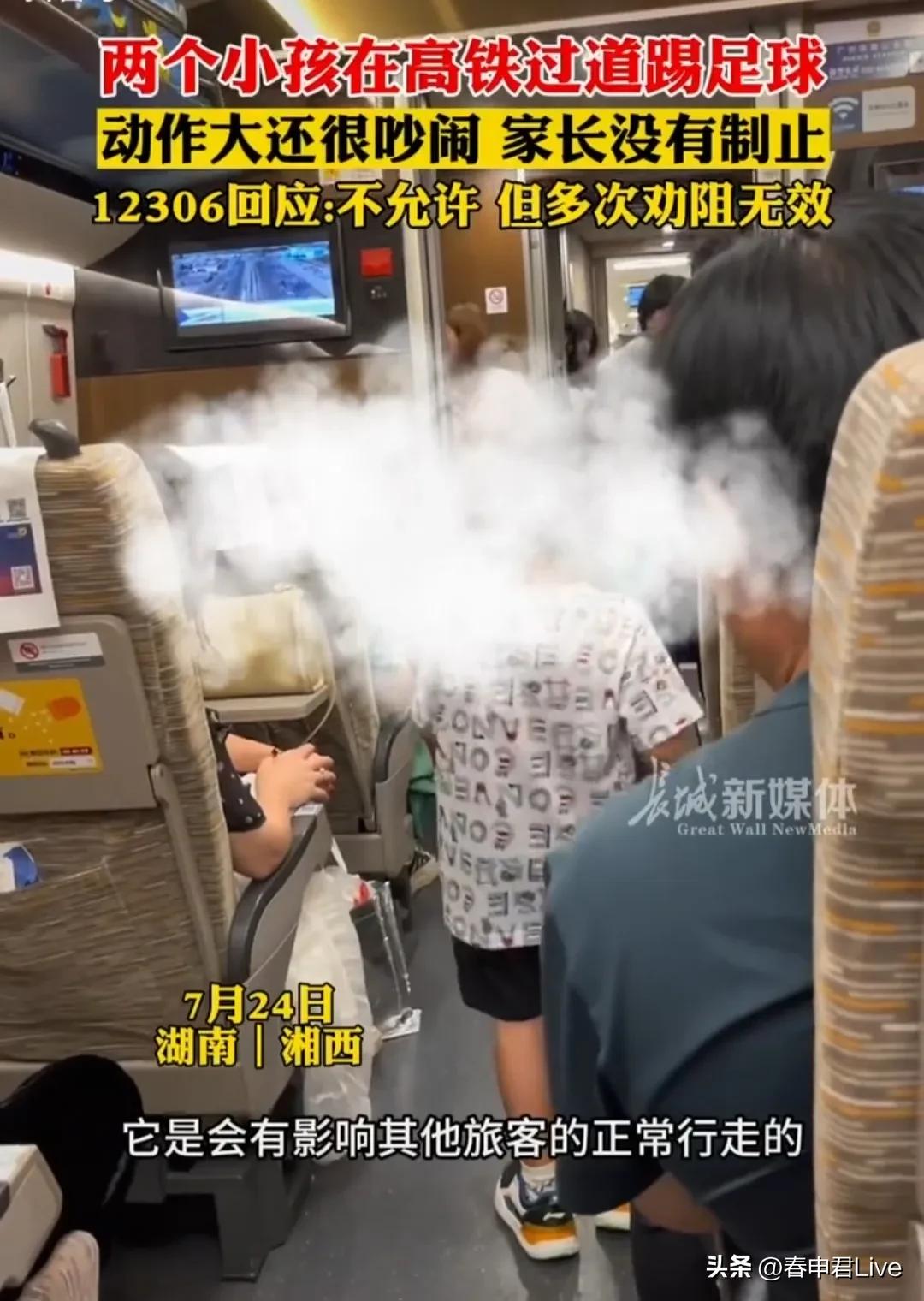 湖南长沙熊孩子高铁踢小桌板,高铁小孩高铁站台踢人后续