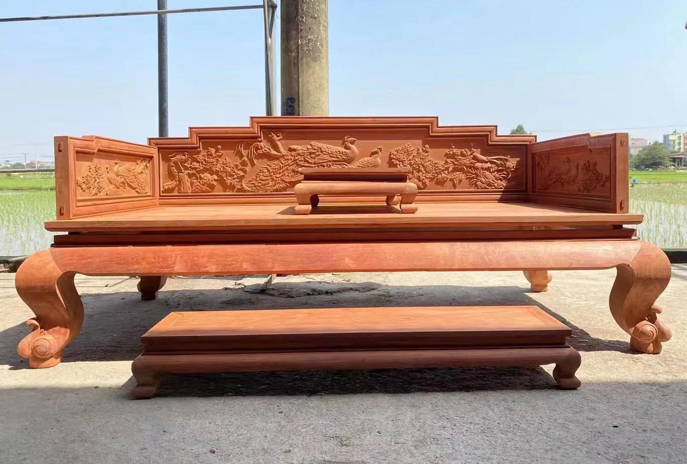 花梨罗汉床三件套图片,缅甸花梨木罗汉床和明式床哪个好