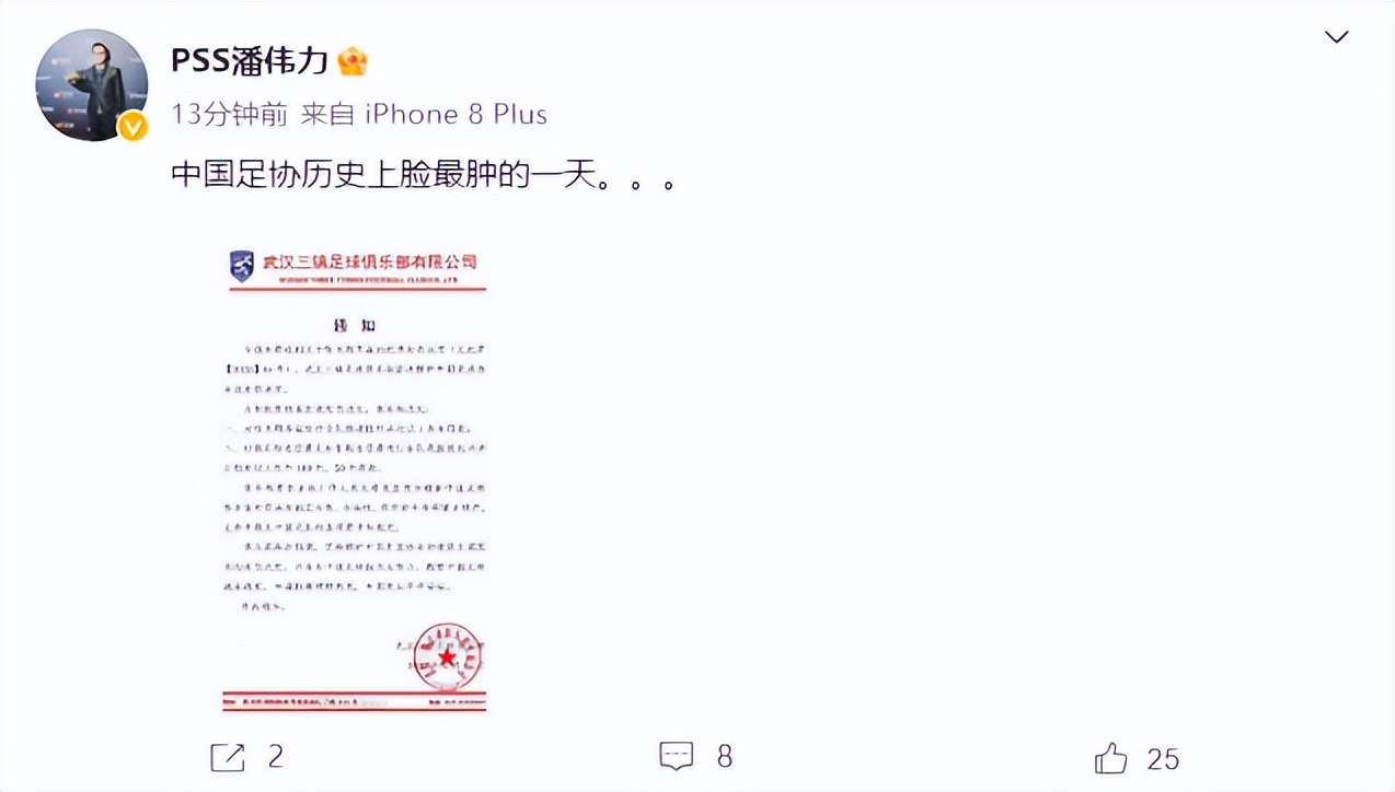 武汉三镇足协处罚了吗,足协罚单8人累计被禁赛45场