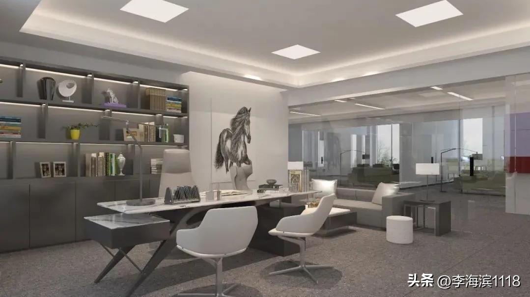黑白灰异形办公室设计,深灰色系办公室设计赏析