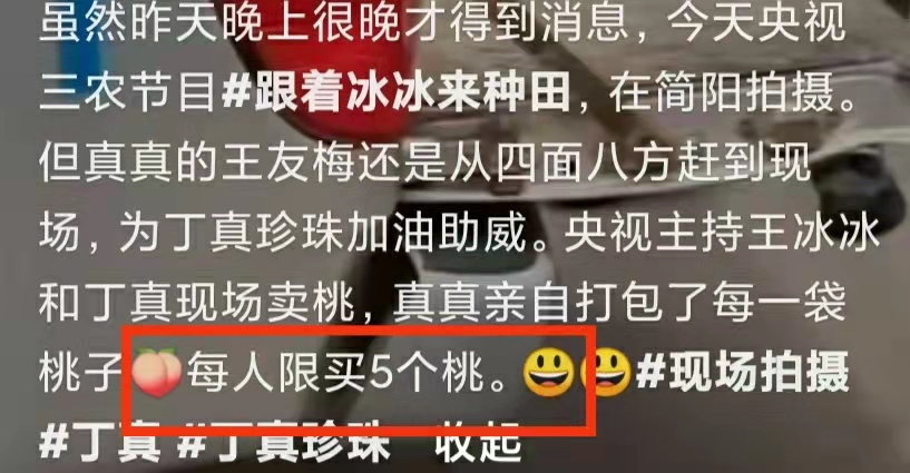 王冰冰丁真街头卖桃，席地而坐汗直流，每人限购五个两小时全卖光