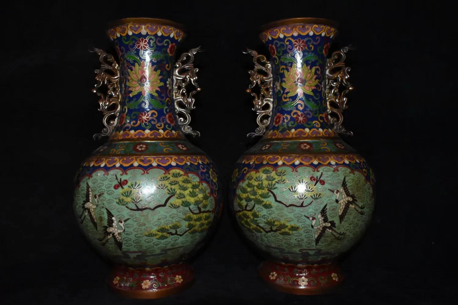 民国景泰蓝花瓶底部特征图片,80年代景泰蓝珐琅花瓶一对价格