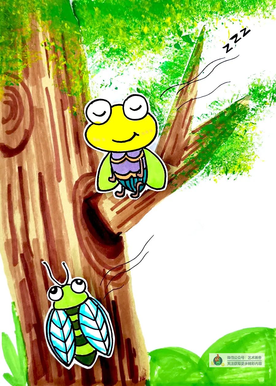 少儿创意绘画作品撕贴,缤纷夏日的儿童撕贴画