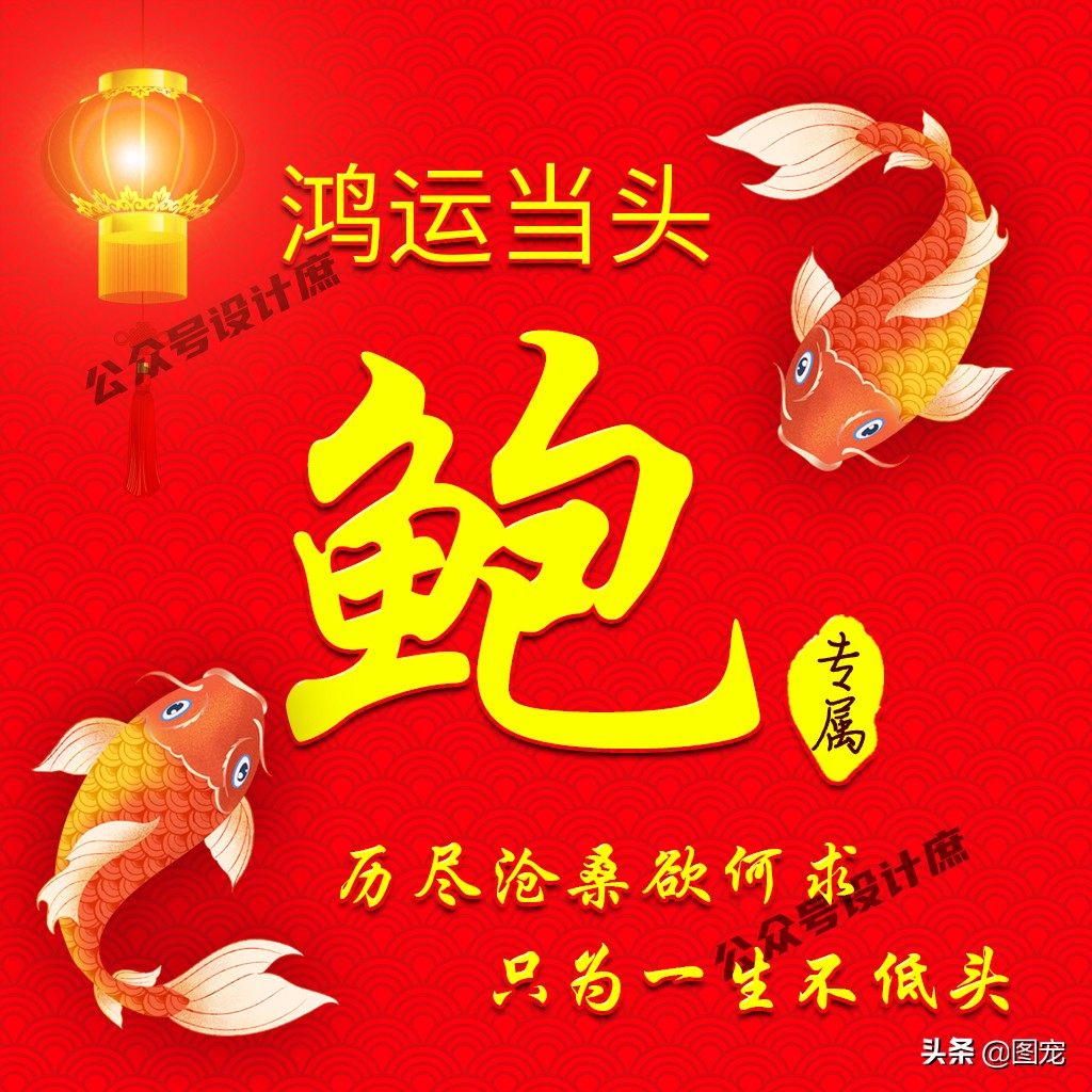 姓氏头像大全鸿运当头,姓氏好运带字头像大全