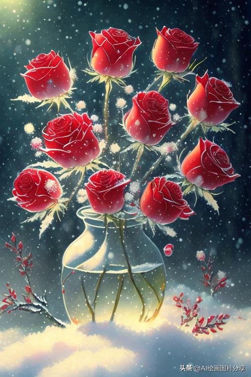 ai绘画花的图片,ai绘画雪地玫瑰花教程