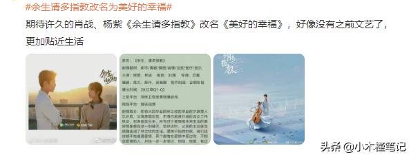 曝《余生》改名为《美好的幸福》，被嘲土味十足，网友并不看好