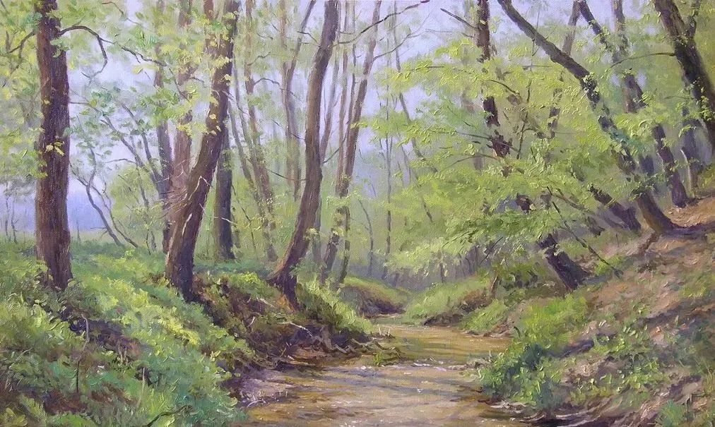 光影很强的油画风景,这油画太美了把光影画到了极致