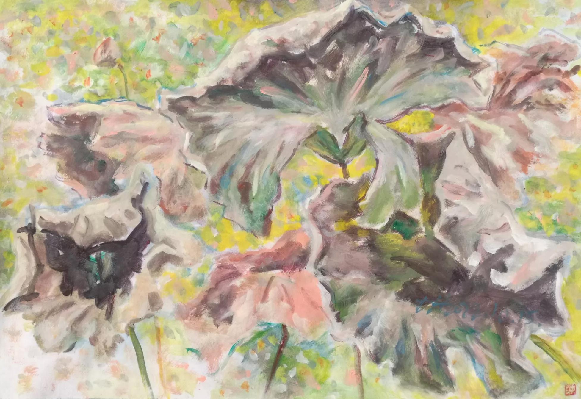 金秋十月丙烯画初学,丙烯画金秋风景画