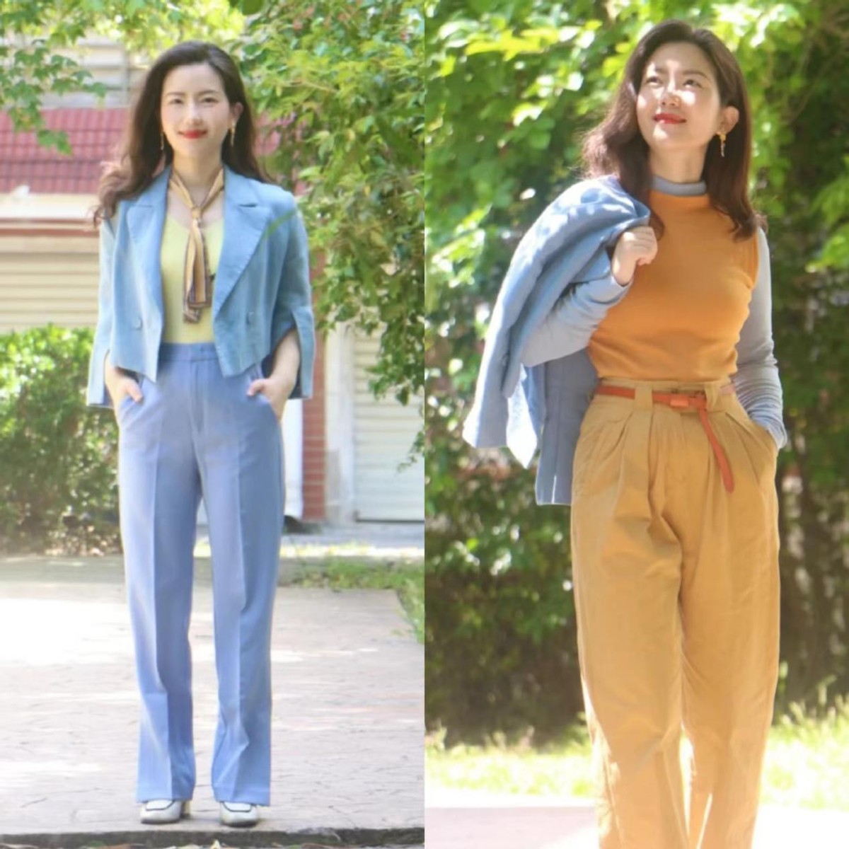 145-150矮个子牛仔衬衫遮臀,矮个子梨形身材露腿穿搭