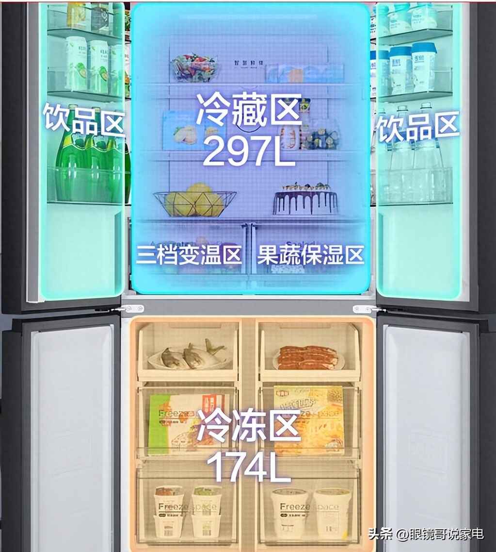 三开门双循环变频冰箱推荐家用,海尔双循环双变频十字门冰箱