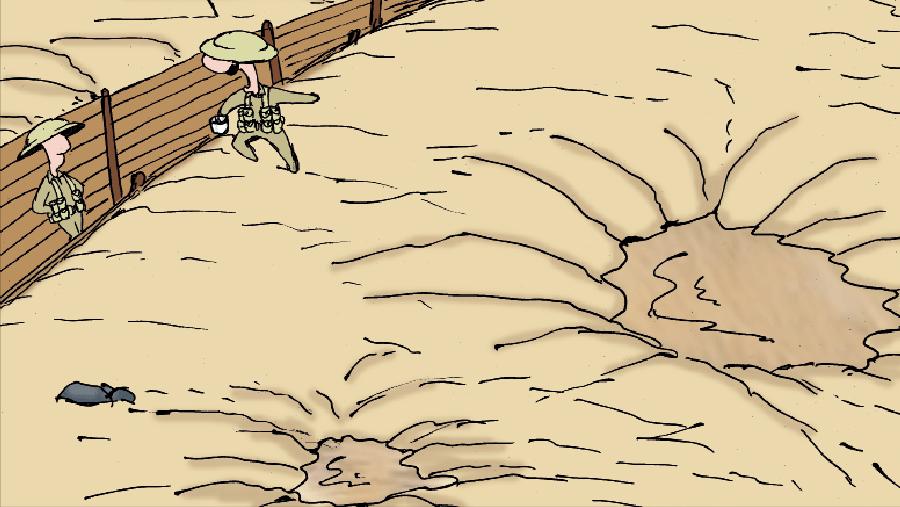 论统治卡通讽刺作为战壕文化叙事，如何描述士兵的抱怨和忍耐？