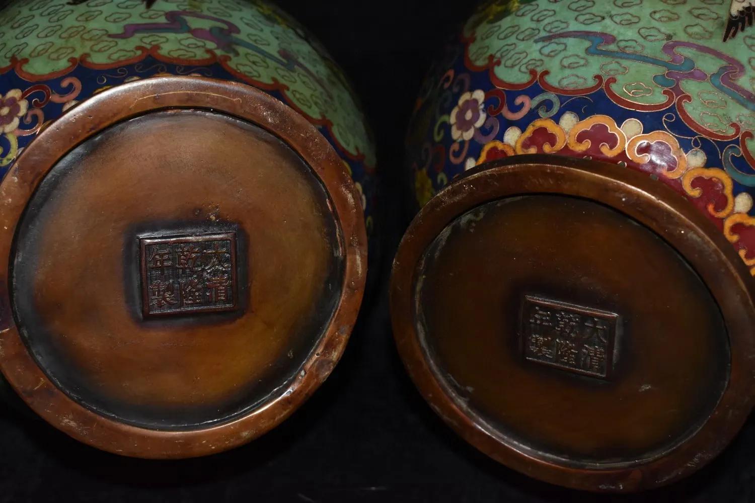 民国景泰蓝花瓶底部特征图片,80年代景泰蓝珐琅花瓶一对价格