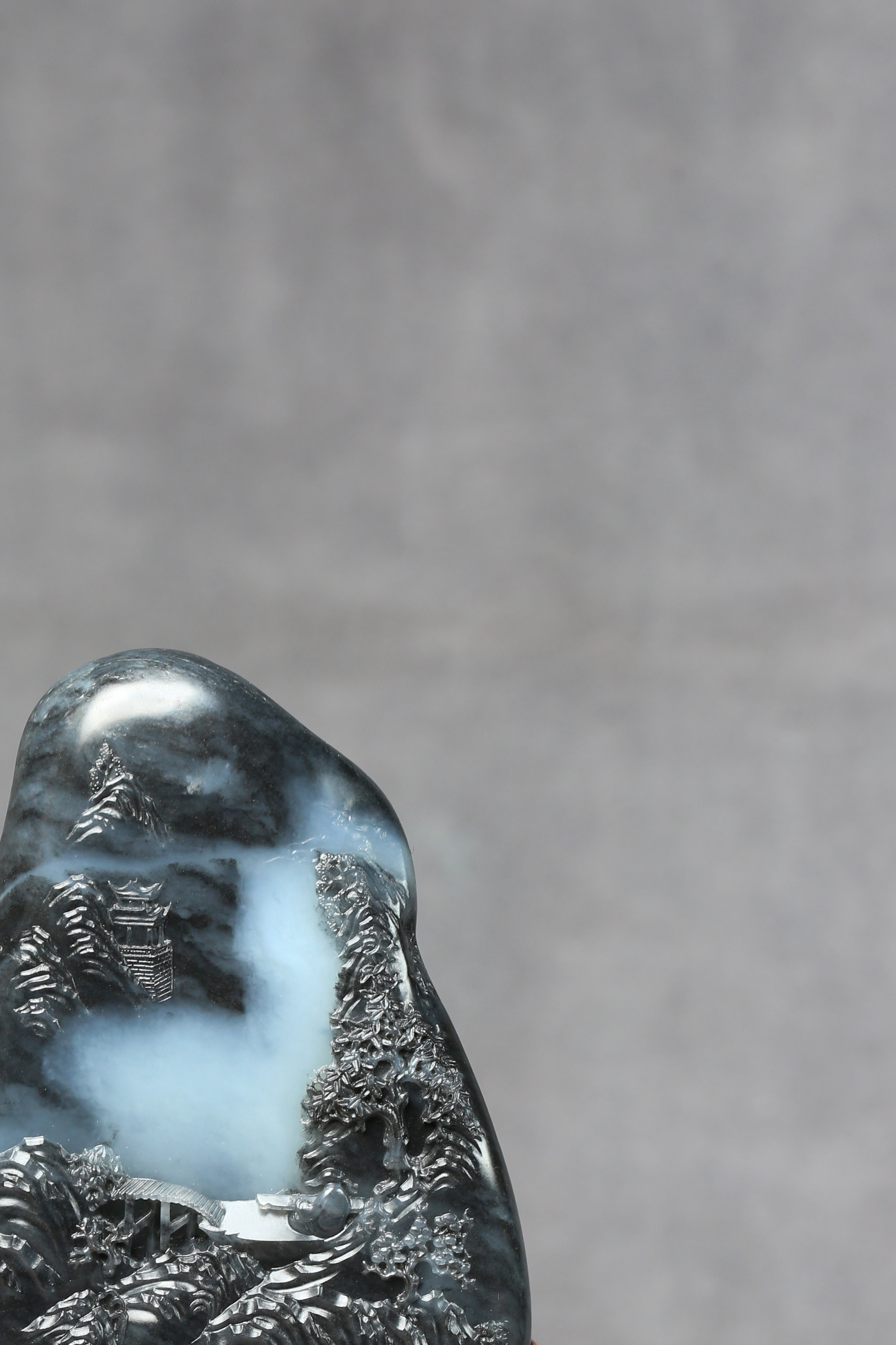 水墨意境和田玉青花籽料原石欣赏,和田玉青花山水的意境