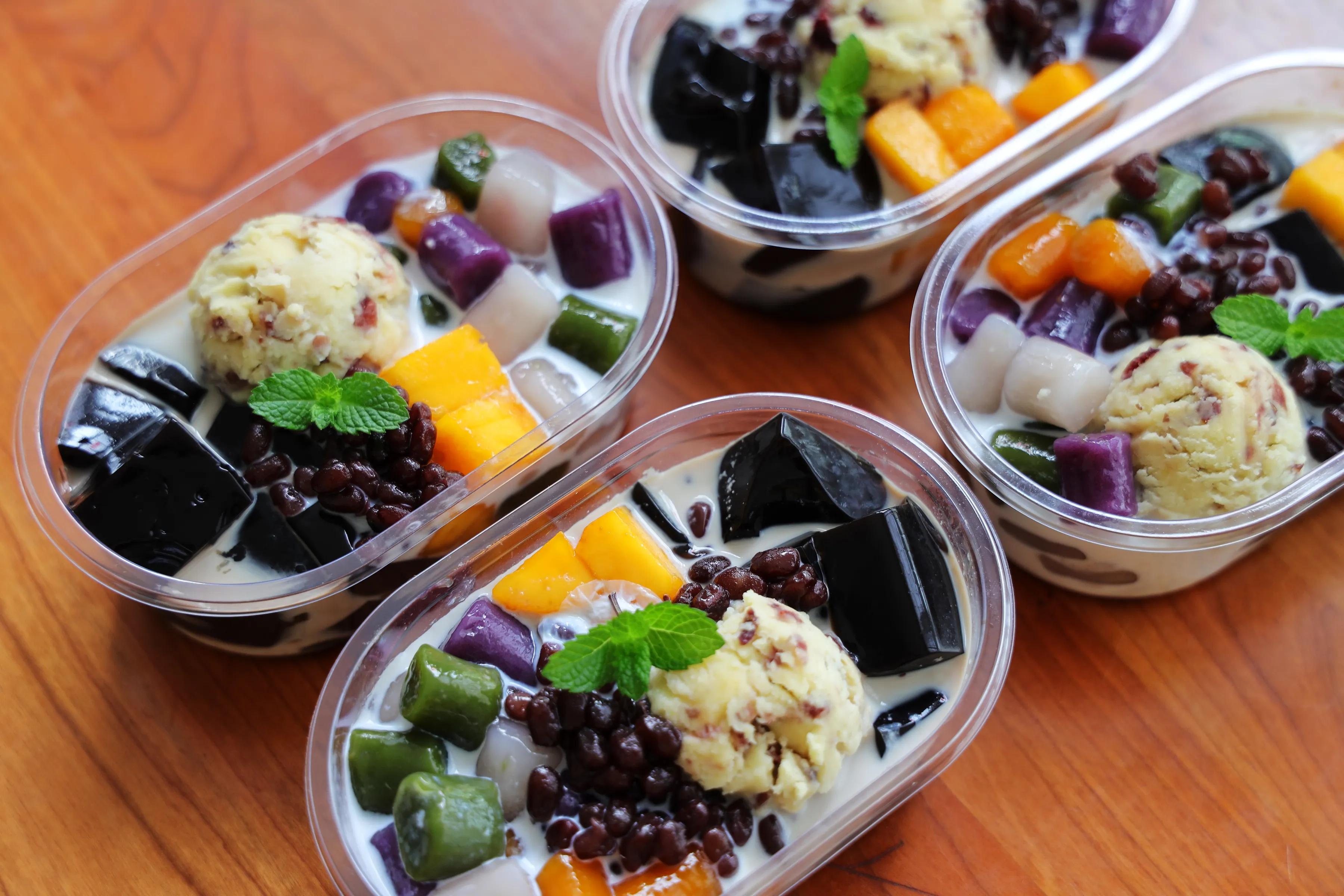 在家做的芋圆小甜品,甜品店里面的甜品怎么做