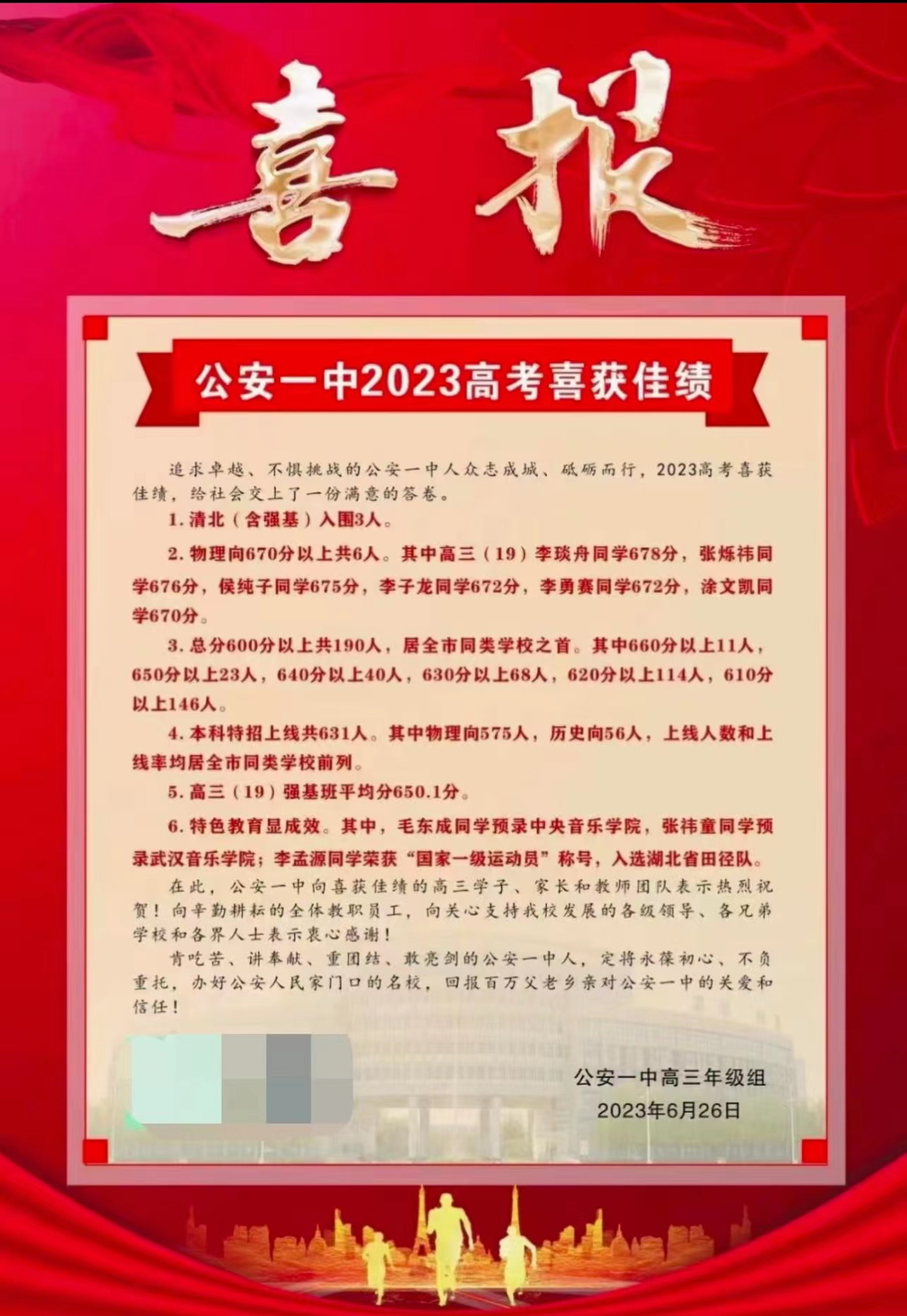 2023年荆州部分高中高考数据,荆州高中2023高考成绩排名