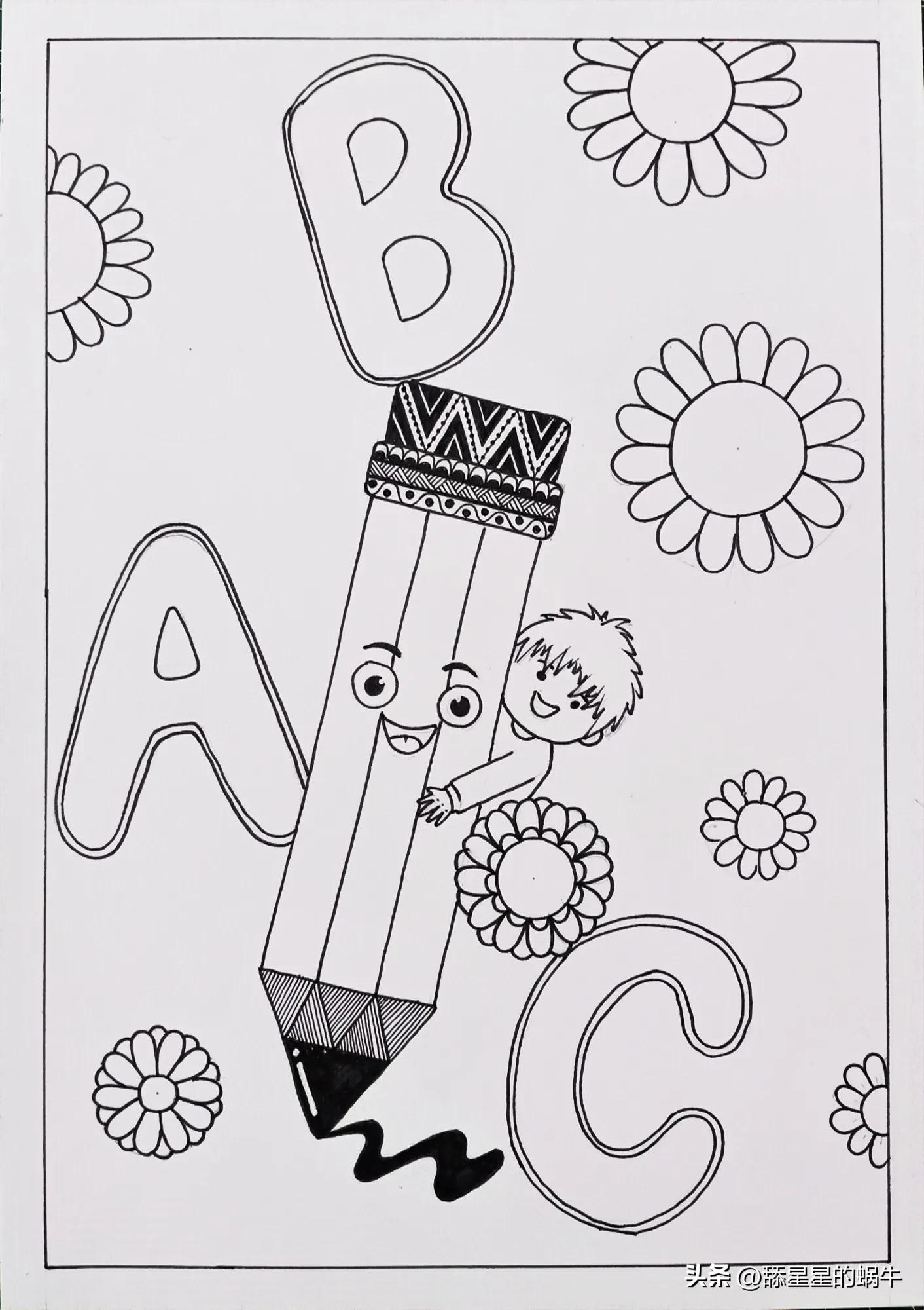 线描画大全精美线描图案合集,创意线描画木偶线描课件教程