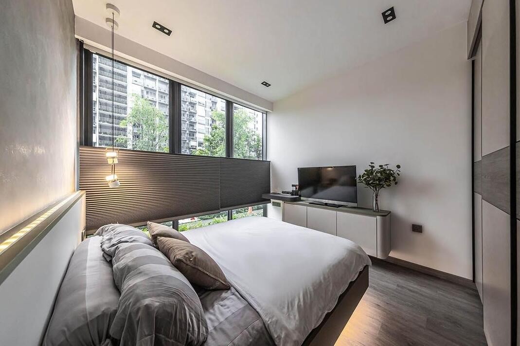 黑白灰装修配色技巧,现代简约装修黑白灰105平方米