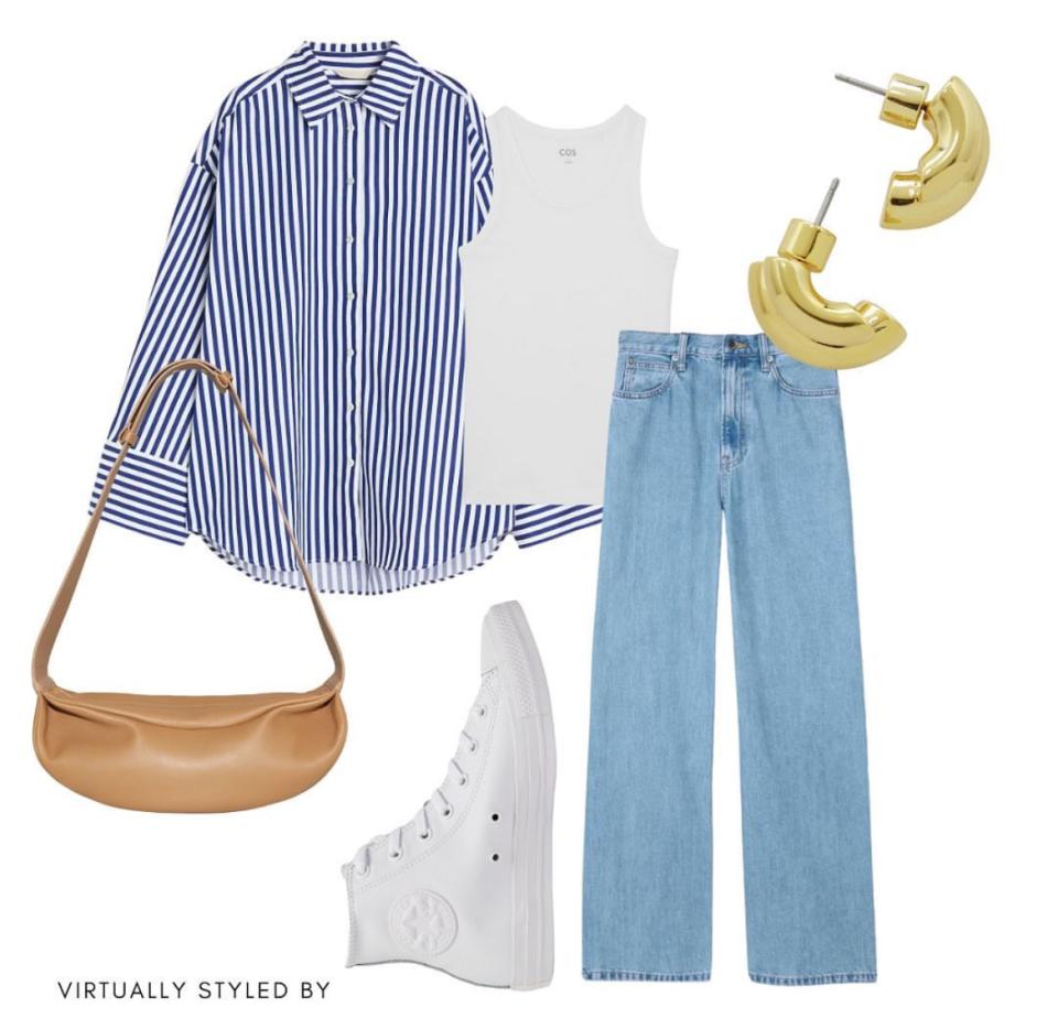 牛仔裤该如何搭配上衣和衬衫,衬衣和阔腿牛仔裤怎么搭配好看