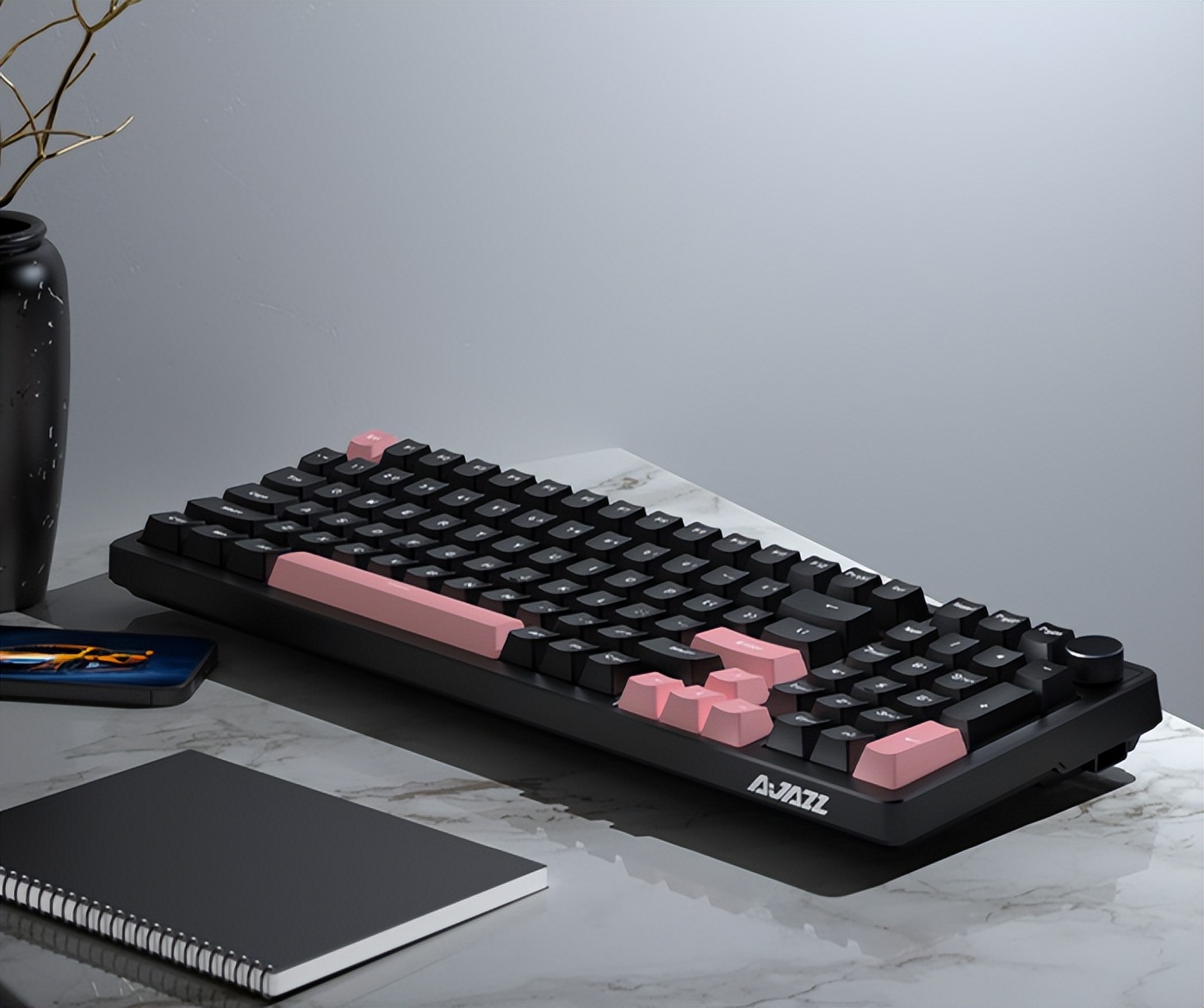 黑爵ak992侧刻机械键盘蓝沁,黑爵机械键盘青轴冰蓝开箱