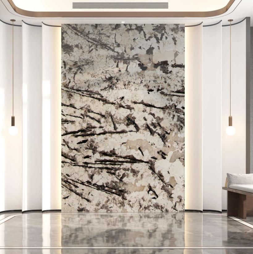 高级大理石背景墙轻奢,孔雀蓝奢石电视背景墙