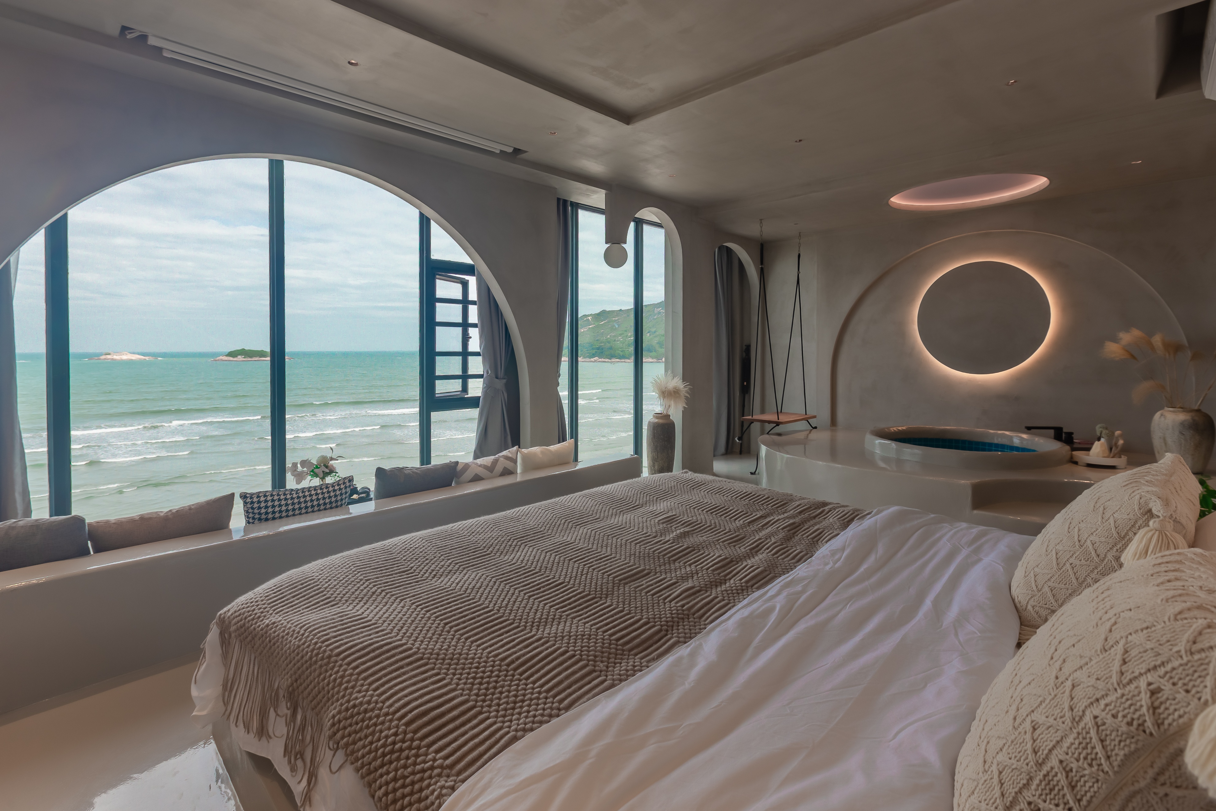 双月湾带私家泡池的温泉酒店,双月湾海景带泡池客栈推荐