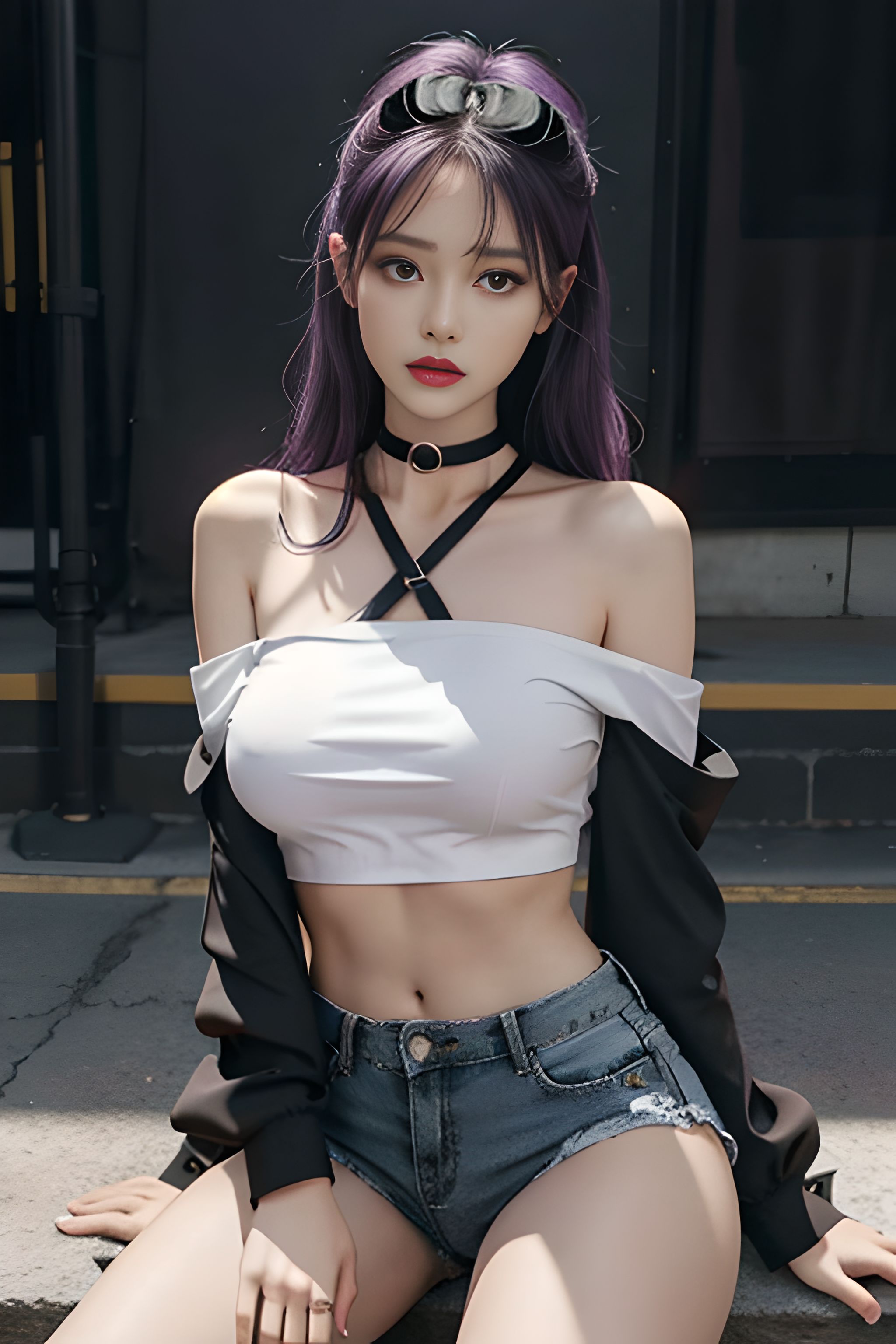 吊带上衣和紧身裤子拉丁舞服,黑色吊带背心蓝色紧身裤