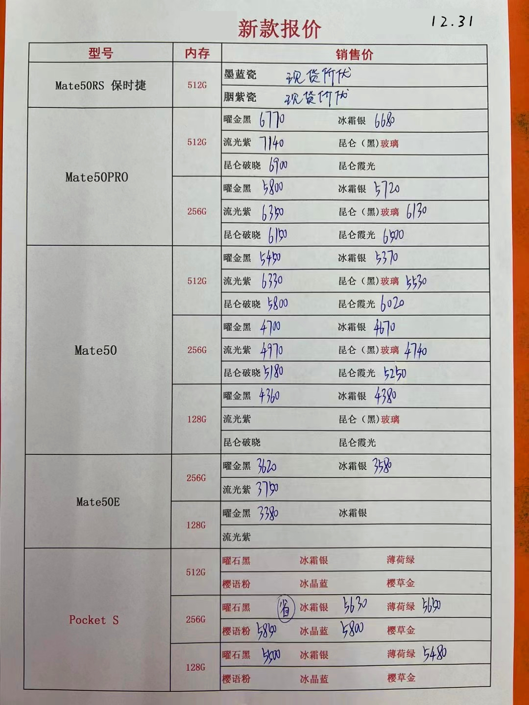 华强北2022年3月报价单,2021年10月27日华强北手机报价