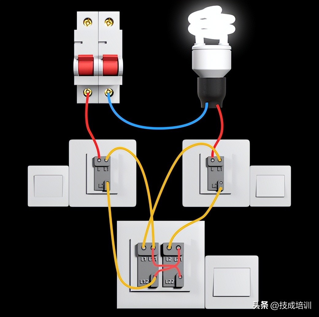 三开二个单控一个双控怎么接线,三控开关接一个双控和两个单开