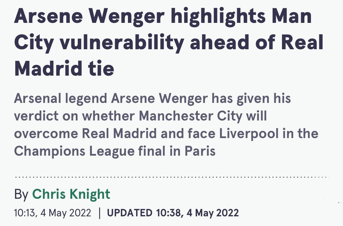 温格谈曼城,温格对阿森纳夺冠看法