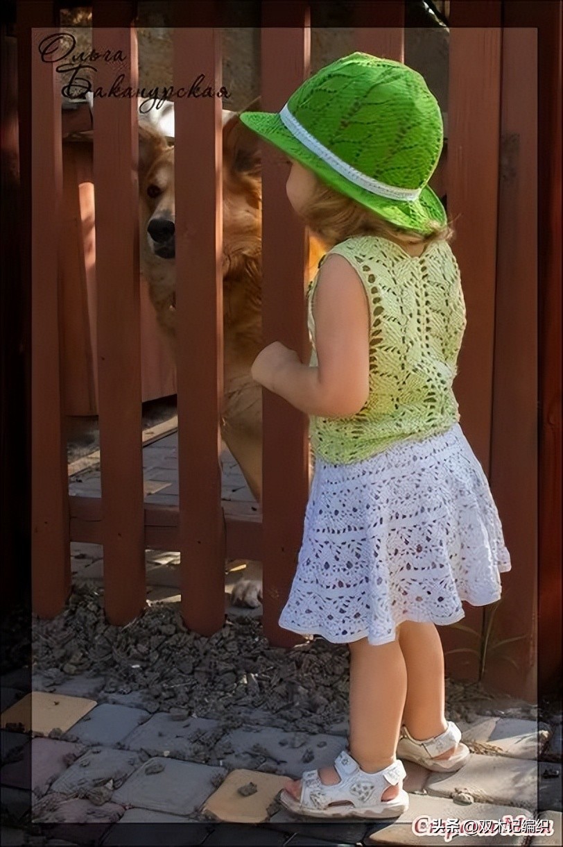 简单钩针编织女童小背心,钩针儿童配色背心图解教程