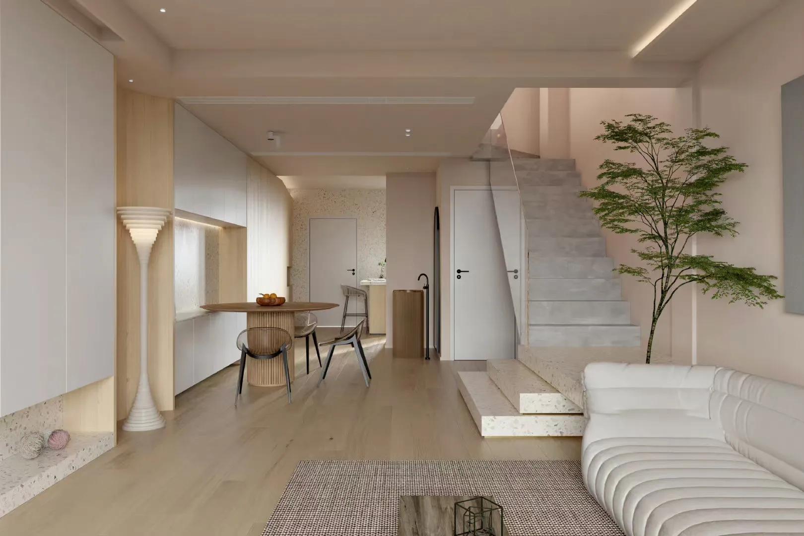 山语墅院,奶油系原木风