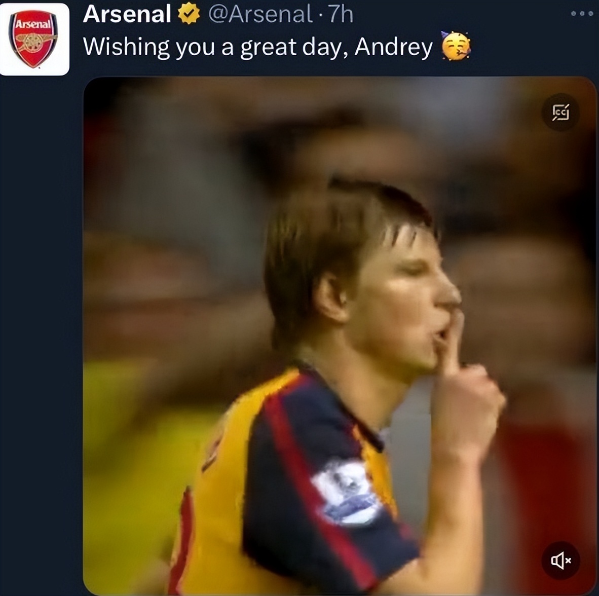 阿森纳为蒂尔尼送生日祝福,阿森纳为范佩西鼓掌